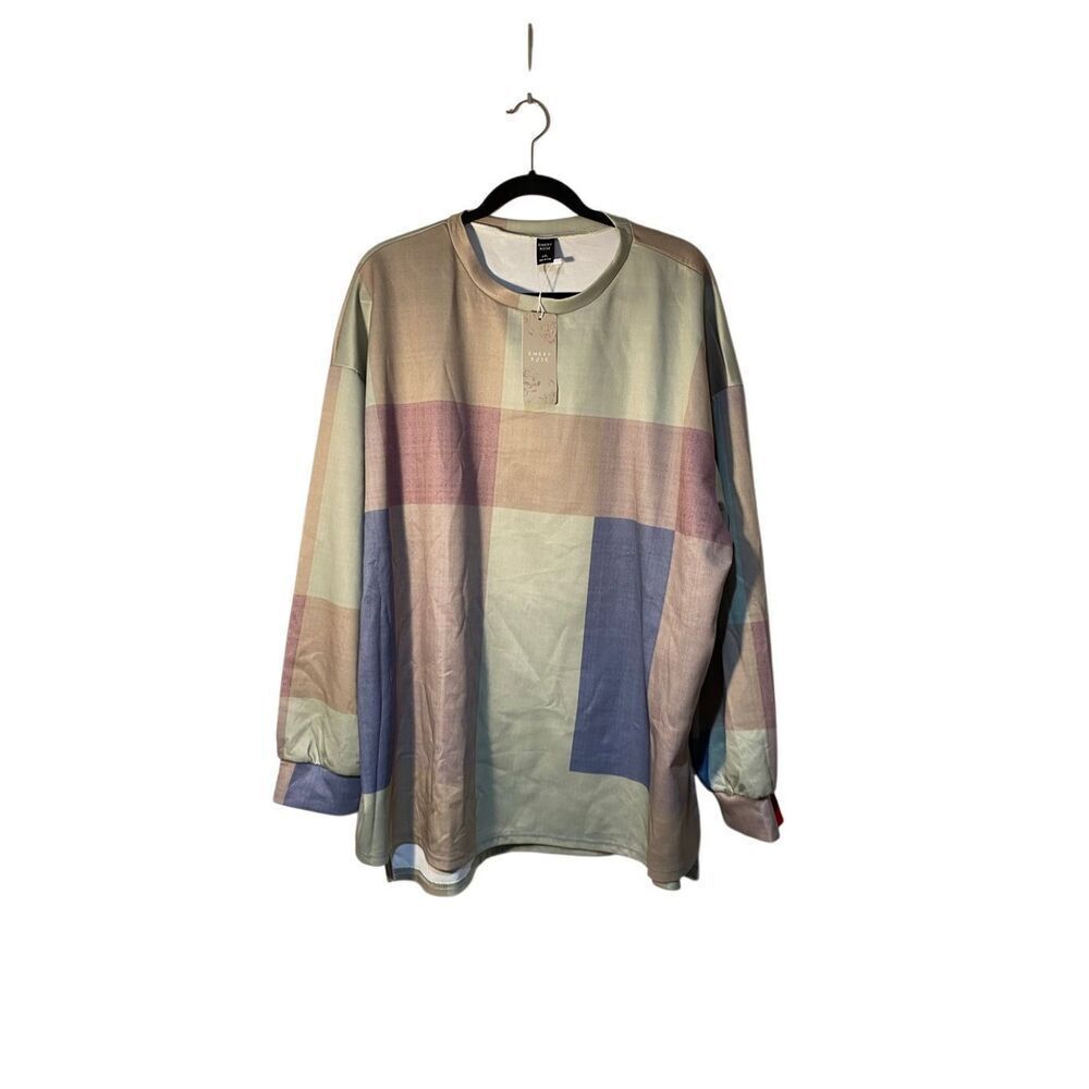 NWT, Emery Rose tunic plaid print, long sleeve top size 4X